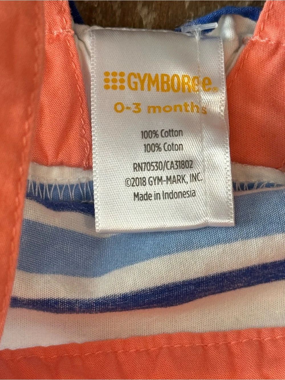 Gymboree Baby Girl Blue White Stripe Coral Bow Sundress 0-3M Nautical